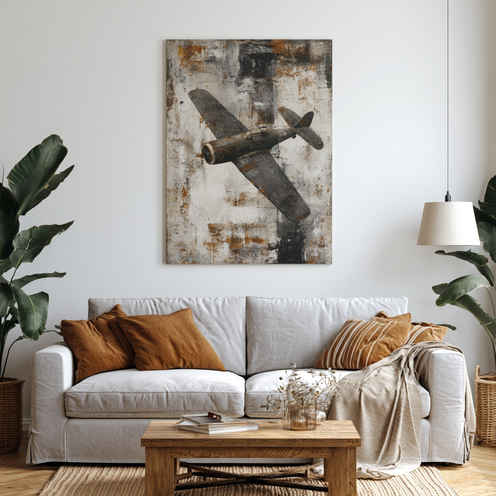 Escadrille - toile décorative avion vintage